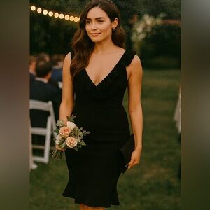 AX Paris‎ Ruffle Neck Dress womens 14 Black Dark Romantic Whymsigoth Party